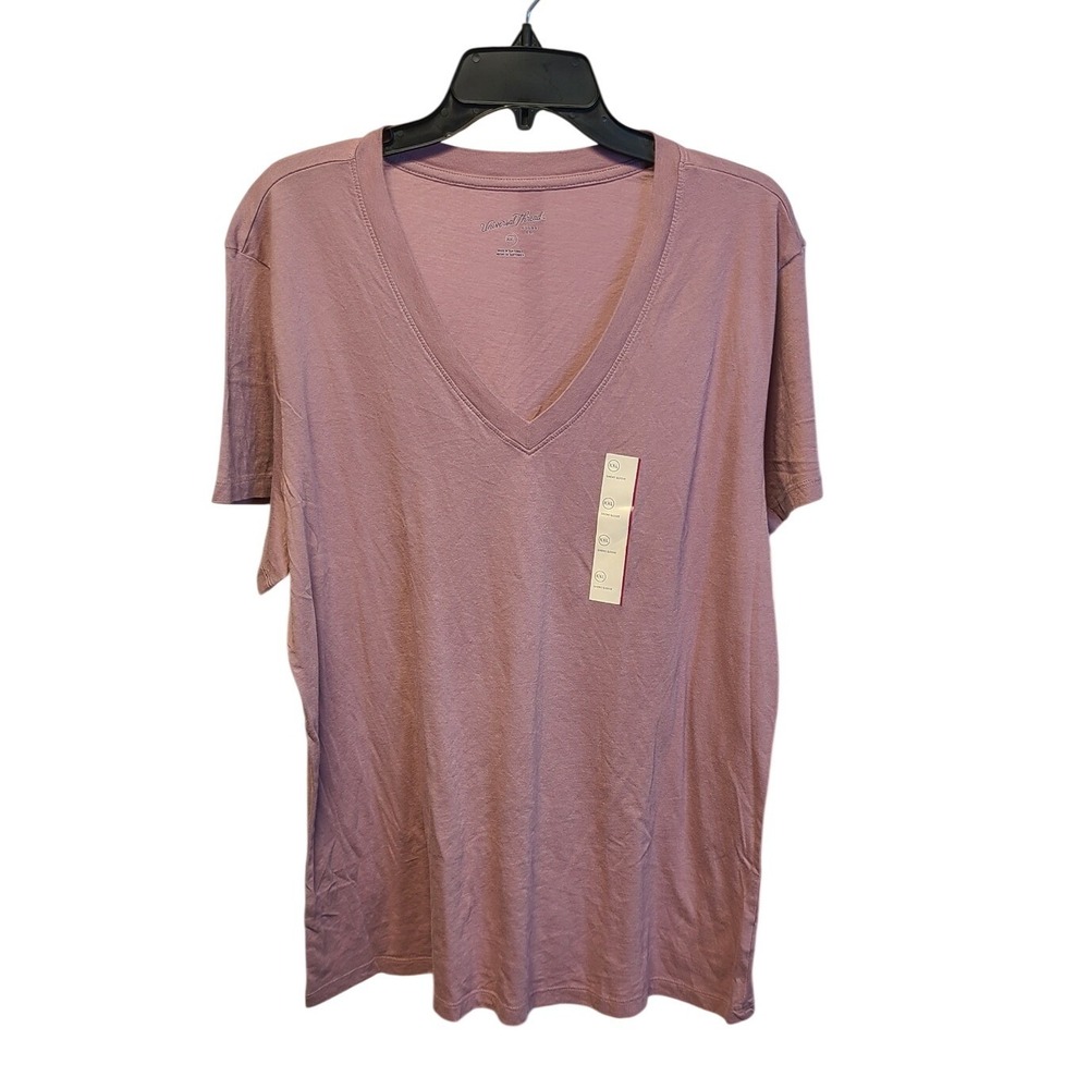 Universal Thread Women's XXL V-Neck Short Sleeve Cotton Tee Shirt Mauve Pink NEW